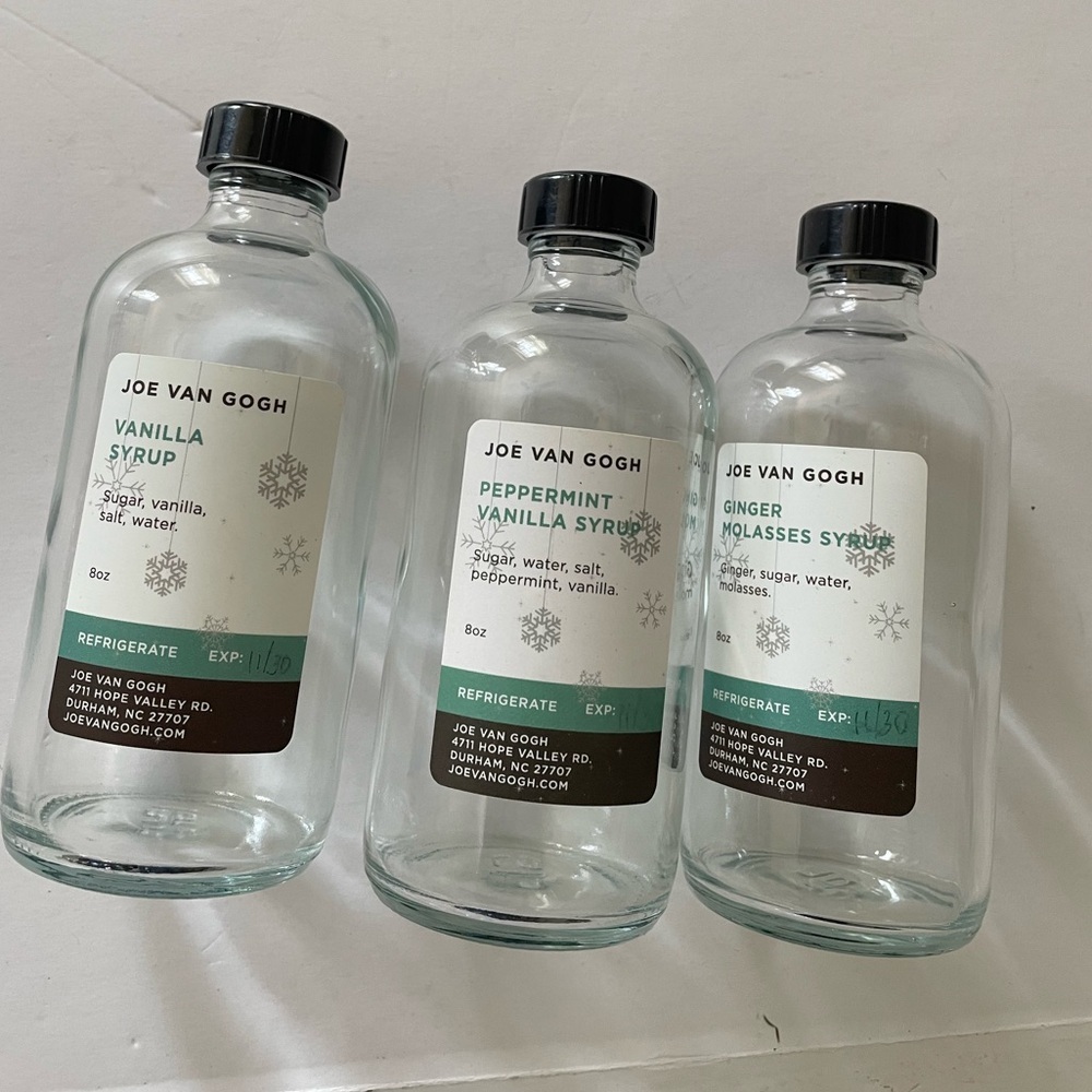 Empty Clear bottles from Joe Van Gogh, New